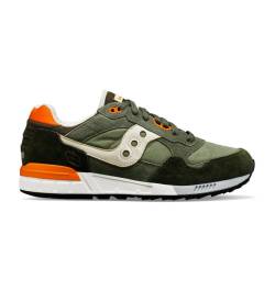 Saucony für Herren. S70810-1 Shadow 5000 grüne Lederschuhe (41), Wohnung, 1 bis 3 cm, Schnürsenkel, Lässig von Saucony