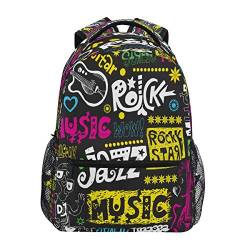 Rock Roll Jazz Musik Schulter Rucksack Bookbag für Teen Jungen Mädchen Kinderrucksack Laptop Büchertasche Rucksäcke von Sawhonn