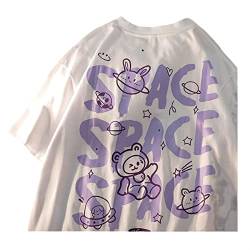 Sawmew Frauen Gothic T-Shirt Y2K Harajuku Grafik Tops Baumwolle Anime Kleidung (Color : White, Size : M) von Sawmew