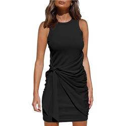 Saymany Damen Kleider Elegant Sommer Kleider Für Hochzeitsgäste Sommerkleider Damen Knielang Cocktailkleider Für Frauen Ab 50 Summer Dress Sommerkleid Midi Enge Kleider Damen(Schwarz,M) von Saymany