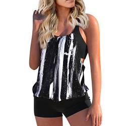 Tankini Damen Zweiteilig Badeanzug Push Up Bademoden Bauchweg Tankini Set Drucken Oberteile Und Badeshorts Badeanzug Beachwear Zweiteiler Mode Tankinis Mit Pads von Saymany