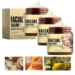 3 Stück Beef Tallow Honig Feuchtigkeitscreme Skincare,120g Tallow Bio for Skin Care,Talg Körperbalsam,Rindertalg Creme Balm,Tallow aus Grass Fed Raw Wild Honey für Gesicht,Körper Feuchtigkeit von Sbyhbhyds