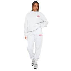 Sbyhbhyds Damen Zweiteiler Tracksuit Lässig Briefdruck Jogginganzug,Damen Oversize Trainingsanzug Set Kapuzenpullover Sporthose,Training Sportanzug Set Fitness Hausanzug Tracksuit von Sbyhbhyds