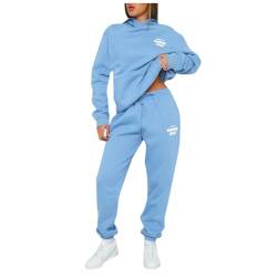 Sbyhbhyds Damen Zweiteiler Tracksuit Lässig Briefdruck Jogginganzug,Damen Oversize Trainingsanzug Set Kapuzenpullover Sporthose,Training Sportanzug Set Fitness Hausanzug Tracksuit von Sbyhbhyds