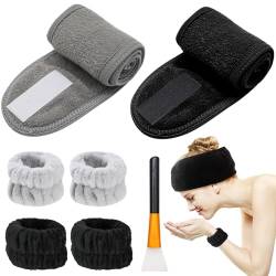 Scettar 7 Stück Haarband Kosmetik Handgelenk Waschbänder Set, Mikrofaser Spa Haarband Kosmetik Haarband Haarband für Make Up für Damen Make Up Sport Yoga von Scettar