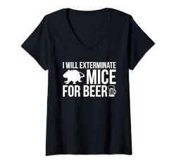 Damen I Will Exterminate Mice For Beer Kammerjäger T-Shirt mit V-Ausschnitt von Schädlingsbekämpfer Kammerjäger Design Idee