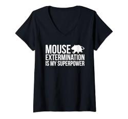 Damen Mouse Extermination Is My Superpower Kammerjäger T-Shirt mit V-Ausschnitt von Schädlingsbekämpfer Kammerjäger Design Idee