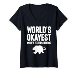 Damen Worlds Okayest Mouse Kammerjäger T-Shirt mit V-Ausschnitt von Schädlingsbekämpfer Kammerjäger Design Idee