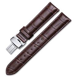 Uhrenarmbänder Kalbslederband Armband Schwarz Braun 14mm 16mm 18mm 20mm 22mm Armband Gürtel Uhrenarmband Braun Braun-Silber, 22mm von Scherry