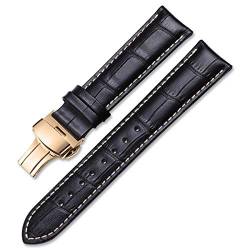 Uhrenarmbänder Lederband 12mm 13mm 14mm 15mm 16mm 18mm 19mm 20mm 21mm 22mm 24mm Uhrenarmband-Bügel schwarz mit Tan, 19mm von Scherry