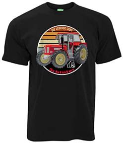 Schlüter T-Shirt Die Legende lebt Oldtimer-Schlepper | Herren Kurzarm Rundkragen, Brustdruck | Schwarz | Größe L von Schlüter