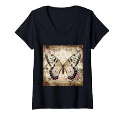 Damen Schmetterling Insekten Tiere Butterfly Motte Falter Insekt T-Shirt mit V-Ausschnitt von Schmetterling & Insekten Geschenke Shop IBK
