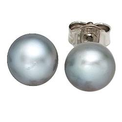 7-7,5mm Ohrstecker Perlenohrstecker mit Süßwasser Perlen grau 925 Silber von Schmuck Krone