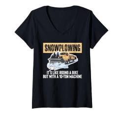 Damen Its Like Riding A Bike Schneepflug T-Shirt mit V-Ausschnitt von Schneepflug Designs Schneearbeiter LKW Winter