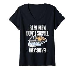 Damen Real Men Dont Shovel Schneepflug T-Shirt mit V-Ausschnitt von Schneepflug Designs Schneearbeiter LKW Winter