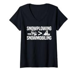 Damen Snowplowing > Snowmobiling Schneepflug T-Shirt mit V-Ausschnitt von Schneepflug Designs Schneearbeiter LKW Winter