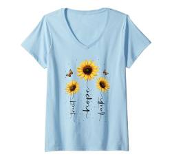 Damen Sommer Blumen Inspiration Florist Floral Spruch Garten Blume T-Shirt mit V-Ausschnitt von Schöne Sonnenblumen Sonnen Blumen Kunst Motivation