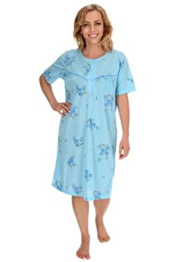 Schuerzenfabrik - Damen Nachthemd Kurzarm Sleepshirt Damen lang kurzärmlig Baumwoll-Mischung Größe XL / 46, blau von Schuerzenfabrik