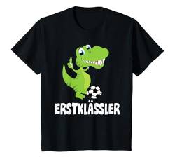 Kinder Kinder Dino Fußball Erstklässler Jungen Schule Einschulung T-Shirt von Schulanfang 2024 Geschenk für die Schultüte Jungs