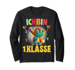 Children's First Day at School 2024 Dinosaur "I Am 1st Class Langarmshirt von Schulanfang Einschulung Schulanfänger