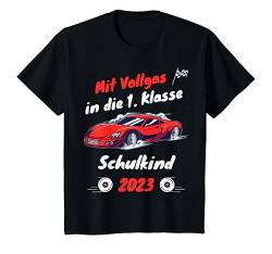 Kinder Mit Vollgas In Die 1.Klasse Schulkind 2023 T-Shirt von Schulkind 2023 Junge Schultüte Einschulung