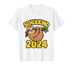 Schulkind 2024 Einschulung Schule Süße Faultier Schultüte T-Shirt von Schulkind 2024 Einschulung Schule Süße Faultier