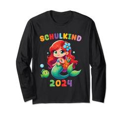 Einschulung 2024 für Mädchen Schulkind Meerjungfrau Langarmshirt von Schulkind 2024 Meerjungfrau