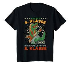 Kinder Dino - Bye Bye 4. Klasse Ich Rocke Jetzt Die 5. Klasse T-Shirt von Schulkind und Einschulung Kinderoutfits T-Rex Dino