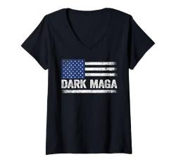 Damen Schwarzes Maga Black Edition Shirt Dark Maga T-Shirt mit V-Ausschnitt von Schwarze Maga Geschenke Dark Maga Black Edition