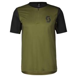 Scott M Trail Vertic Zip S/Sl Shirt, Fir Green - Black, XL von Scott