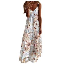 Damen Strandkleid Sommerkleid Lang Elegant Ärmellos Maxikleider Swing Abendkleid Knöchellanges Kleid Bohemian Strandkleid Tie-dye Print Farbverlauf Strandkleider Übergröße Baggy Freizeitkleid von Sdacndas