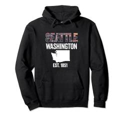 Seattle Souvenir Skyline Washington State Vintage Herren Damen Pullover Hoodie von Seattle Souvenir Skyline Clothing Apparel