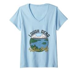 Damen Gute Stimmung am Lough Derg T-Shirt mit V-Ausschnitt von See Urlaub in Irland