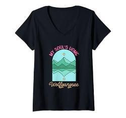 Damen Lieblingsort Wolfgangsee T-Shirt mit V-Ausschnitt von See Urlaub in Österreich