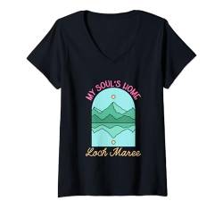 Damen Lieblingsort Loch Maree T-Shirt mit V-Ausschnitt von See Urlaub in Schottland