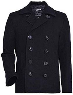 Seibertron Herren Wollmantel PEA Coat USN Marine Jacke Herren Navy Peacoat Mantel Winterjacke Übergangsjacke (Black, XL) von Seibertron