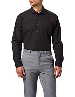 Seidensticker Herren Regular Fit Langarm Popeline Hemd, schwarz, 45 von Seidensticker