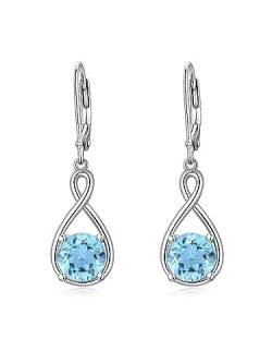 SEIYANG Damen Ohrringe aus 925 Sterling Silber Aquamarin Ohrringe blau Drop Halo Ohrringe, edlen Schmuck Geschenk für Frauen Mädchen von Seiyang