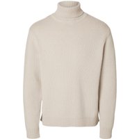 SELECTED Rollkragenpullover "Cody", Wollanteil, für Herren, beige, XL von Selected