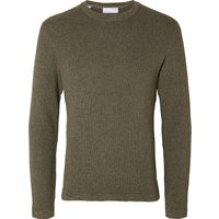 SELECTED Strickpullover, Rundhals-Ausschnitt, Rippbündchen, für Herren, grün, L von Selected