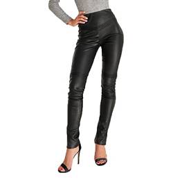 Selente #Fashionista Damen Leggings in Leder-Optik in modischem Design, Schwarz Öko-Leder, Größe XL von Selente