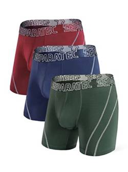 Separatec Herren Boxer Slips Glattes Bambus Rayon mit getrennten Beuteln Unterwäsche 3er Pack Boxershorts Stilvolle mehrfarbige Trunks von Separatec