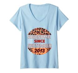 Damen Tolle seit September 2013 Leopardenmuster September T-Shirt mit V-Ausschnitt von September Leopard Print Awesome Since September