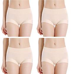 Serecofo 4er Pack Boxershorts Damen Panties Hipsters aus Modal Unterwäsche Unterhose Mehrpack Größen 32-48 ultraweich dehnbar (38-42, 4 Beige Nude) von Serecofo