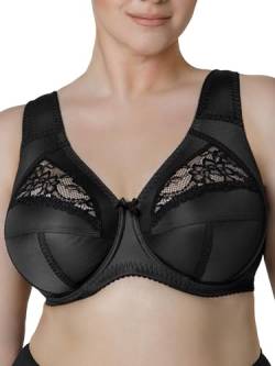 Sermija Bequemer BH Damen mit Bügel - Weicher Feuchtigkeitsregulierender Damen-BH - Stützender Komfort BH Damen, Schwarz, 100G von Sermija