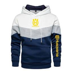 Seroni Herren-Patchwork-Hoodie Für H.u.s.q.v.a.r.n.a. Mit Taschen Oberbekleidung Oberteile Sportjacke Pullover Sweatshirts Kapuzenmantel Langärmeliger-White||3XL von Seroni