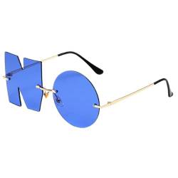 Setauoo Unregelmäßig Geformte Sonnenbrille, Buchstabe NO Sonnenbrille, Buchstaben-Sonnenbrille, Brief Unregelmäßige Randlose Sonnenbrille, Anti-UV, Komfortable Sicht Für Abschlussball-Party von Setauoo