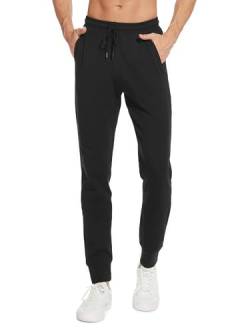 Sevego Jogginghose Herren Sporthose Baumwolle Lang Trainingshose mit Reißverschlusstaschen Freizeithose Sweatpants Hose Schwarz XXL von Sevego