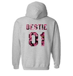 Sevpuikl Best Friends Pullover für Mädchen Best Friends Hoodie Schwester Pullover Bestie 01 Hoodie BFF Pullover Hoodie BFF Geschenke 1 Stück(Blume-Grau-Bestie-01,M) von Sevpuikl