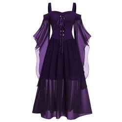 Halloween-Kostüme, sexy Gothic-Kleid for Damen, schulterfrei, Netzstoff, Schmetterlingsärmel, Halloween-Kostüme, viktorianische Kleider in Übergröße mit Schnürung, Gothic-, Mittelalter- und Renaissanc von Seymal